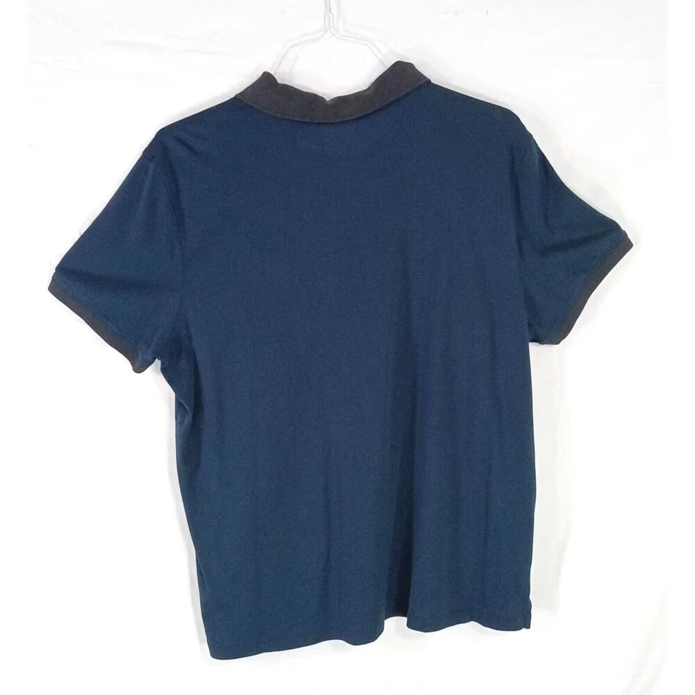 Banana Republic Mens‎ XL Polo Short Sleeve Navy Blue Gray Collar 100% Cotton Lux